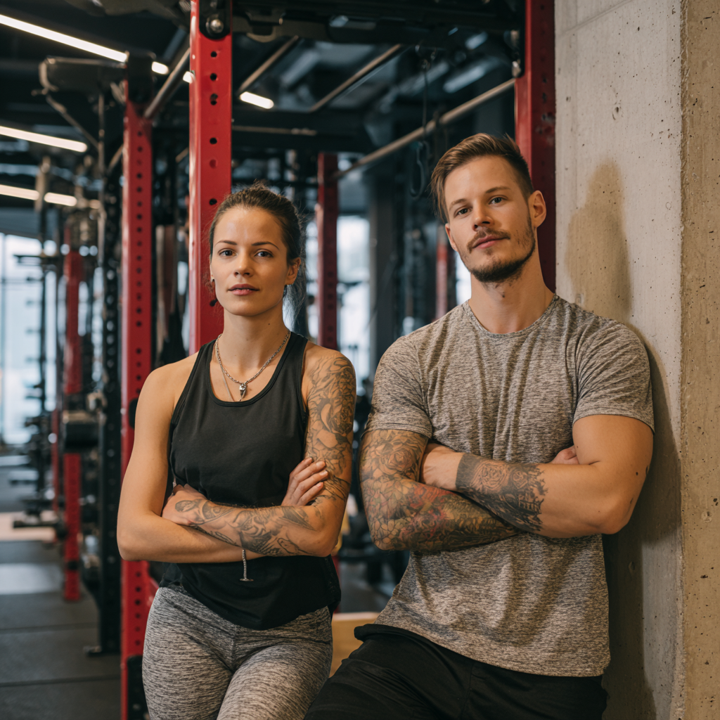 Usmiaty dospelý slovenský muž vo svojich 40-tich rokoch počas mierneho cvičenia vonku, držiaci činky s prirodzeným úsmevom